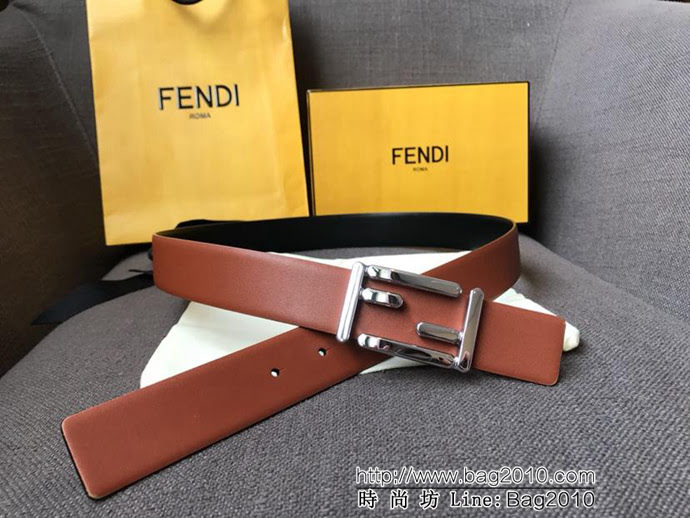 FENDI芬迪 實物拍攝 最新爆款 柔軟小牛皮皮帶 雙F標誌 BAGUETTE系列 時尚百搭款女款皮帶  xfp1303